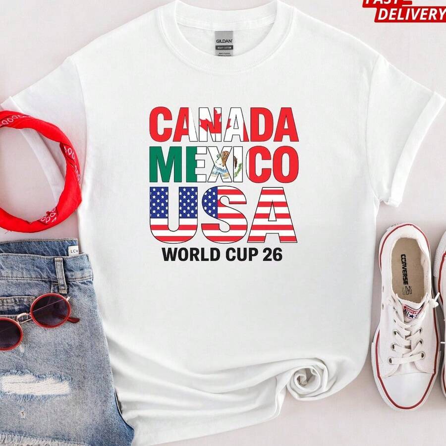 2026 World Soccer Shirt, Soccer Cup USA Canada Mexico Shirt, Trending Football Fan Tee, World Soccer Shirt, Soccer Gifts, Gifts For Fans - 白色 - 查看 1