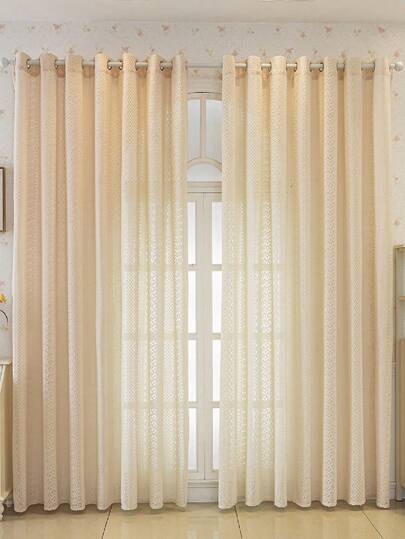 1 stuk beige verdikte jacquard fluwelen linnen vitrage, luxe vitrage, comfortabel semi-verduisterend gordijn - Japanse linnenstijl, met ringen en tunnelzoom, geschikt voor woonkamer en slaapkamer, geluidsreducerend en UV-beschermend, verduisterend gordijn voor huisdecoratie