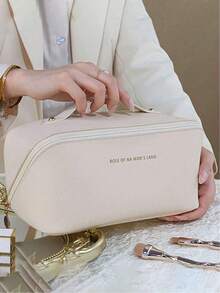 1个防水PU化妆包，大容量双层化妆包，多功能旅行收纳包，化妆品收纳袋，护肤品收纳袋，大容量洗漱包，旅行居家化妆品收纳包 - 彩色 - 查看 5