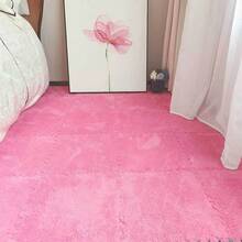 24 piezas de alfombra de piso intercambiable anti-deslizante, alfombra de piso de unicolor suave y esponjosa, resistente a la suciedad para uso doméstico - Multicolor - Ver 40