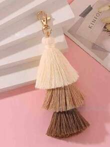 1pc 50*167mm Bohemian Style Colorful Pom Pom Tassel Keychain, Cute Backpack Keyring, 3-Color Agate Tassel Pendant, Wallet Tassel Keychain, New Year Decoration - Tassel Keychain - View 10