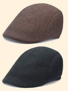 1/2/3pcs Men's Solid Color Adjustable Beret Hat, Fashion Outdoor Casual Hat Suitable For Autumn/Winter Street, Business, Gatherings - Multicolor - View 15