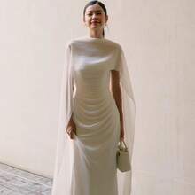 1pc Wedding Shawl For Brides, White Shawl For Wedding Dresses, Long Cape And Neck Scarf, Photography Accessory, Suitable For Weddings, Banquets, And Daily Wear - 白色 - 查看 12