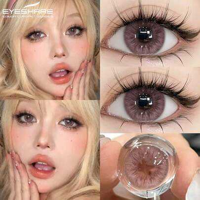 Eyeshare 1 Pair Of Brown For Eyes, Gray Pupils Lens Contact Eyewear Lenses, Yearly Disposable, Diameter Of 14.5mm