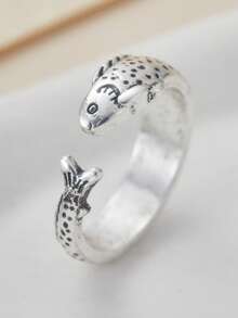1件复古风格银色鱼形开口戒指吊坠，男女皆宜，适合日常和节日佩戴，可作为礼物送给朋友。 - 魚 戒指 - 查看 5