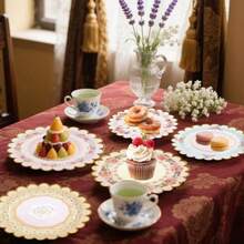 48 PCS Vintage Floral Paper Plates 7 Inch Scalloped Flower Tea Party Plates Disposable Cake Dessert Plate For Birthday Bridal Shower Baby Shower Wedding Party Decorations Floral - 粉色 - 查看 6
