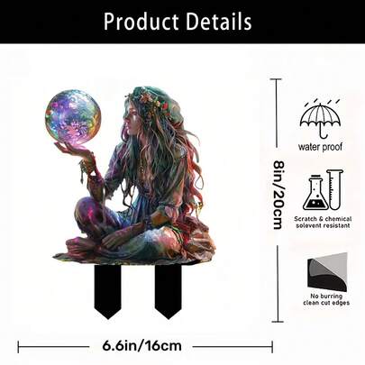 Älvstaty med vingar, akryl utomhusdekor, perfekt för födelsedags- och möhippafester, bonsaitillbehör, fristående, Halloweenkonststil, älvstaty i trädgården