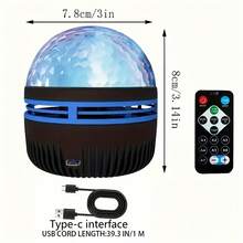 USB动态水波投影灯,带遥控器 - 绚丽RGB LED夜间投影,适用于家居装饰、娱乐和营造浪漫氛围,采用耐用ABS塑料材质,娱乐照明 - 适用于卧室、卧室装饰、客厅、派对装饰、生日装饰、派对用品 - 多色光 - 查看 10