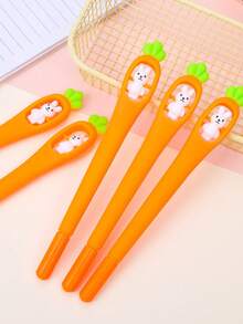 5pcs Creative Animal Fashion Rabbit Black Neutral Pens, Rotating Rabbit Vegetable Pens, Student Learning Stationery Neutral Pens - Rabbit Vegetables - View 4