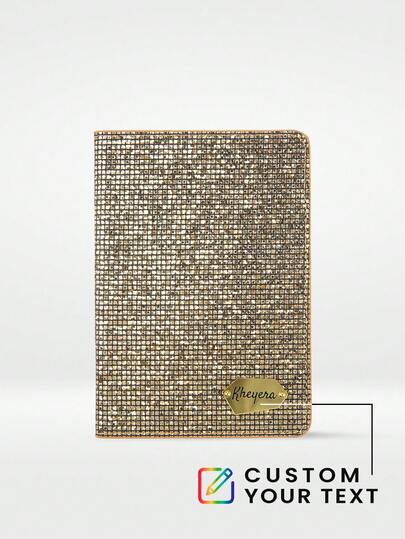 1pc Personalized Sequin Passport Holder With Custom Mirror Name Tag Blingbling Travel Accessory & Unique Gift For Friends Lover