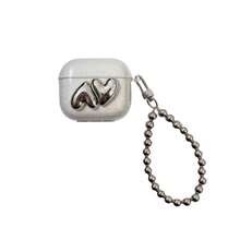 心形电镀亮片 1/2 代 Pro 3 耳机盒，小众软壳手链（女士款） - 透明閃粉 - 查看 5