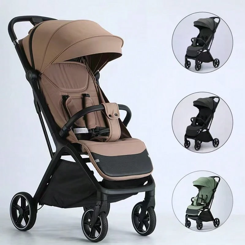 Lightweight Baby Stroller, Foldable Stroller Infant, One-Touch Collection, Adjustable Backrest, Breathable Mesh, Easy To Carry, Suitable For Travel - Brown - View 1