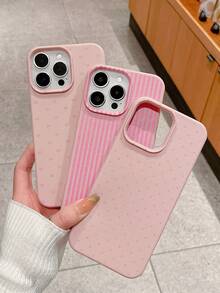 3pcs Set Soft Faux Leather Texture Bowknot/Stripe/Polka Dot Phone Case, Cute Girly Aesthetic Design, Shock-Resistant Protective Cover Compatible With IPhone & Galaxy - Multicolor - View 5