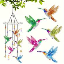 1 Set 5D Diamond Art Painting Kit With Hummingbird And Insects, Double-Sided Acrylic Diamond Catcher, DIY Crystal Hanging Decor, Suitable For Home And Garden Decoration, Diamond Art Kit, Wind Chime, Adult - View 9