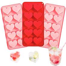 10-Cavity Reusable Silicone Heart-Shaped Ice Cube Tray - For Making Cocktails, Smoothies And Frozen Desserts - Multicolor - View 2
