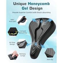 Bike Seat Cushion High-Resilient Gel Padded Bike Seat Cover For Men And Women Breathable And Hollow Design Comfort Bike Saddle For Cycling Mountain Bikes Road Bikes Exercise Bikes - 黑色 - 查看 4