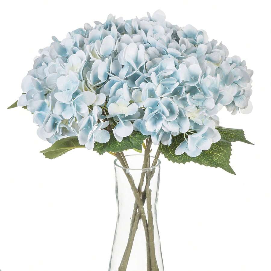 1pc Lifelike Artificial Hydrangea Flower, High-Quality Silk-Like Material, Suitable For DIY Wedding Bouquets, Parties, Home Decor, Kitchen, Garden, Hotel, Office, Spring Holidays, Mother's Day, Back To School Decoration, DIY Wreaths, Gifts - Baby Blue - View 1