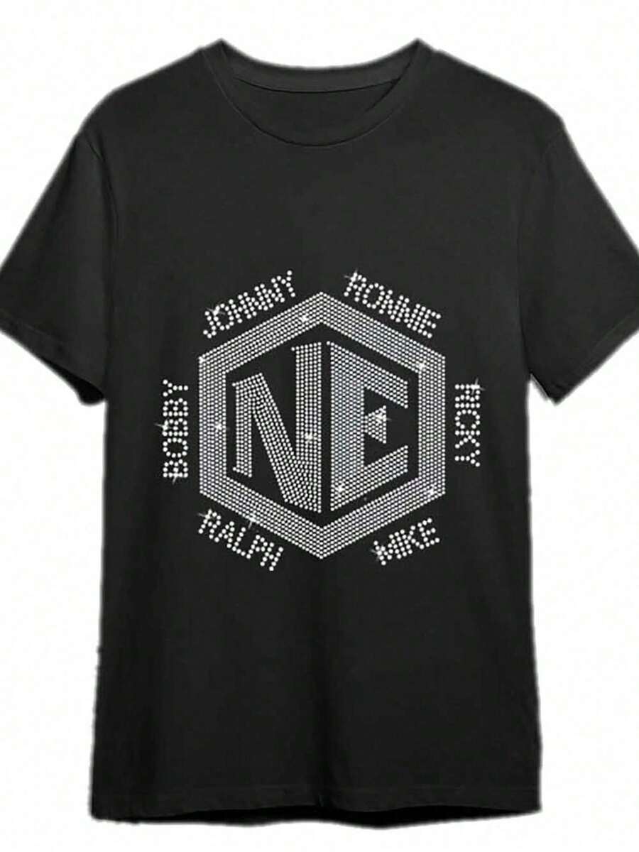 Camiseta Bling Nueva Edición - Rhinestone NE For Life, The Culture Tour - Camiseta con Gráficos Divertidos para Hombre - Manga Corta - Negra - Regalo Perfecto para Amantes de la Música y Fans de la Nueva Edición - Negro - Ver 1
