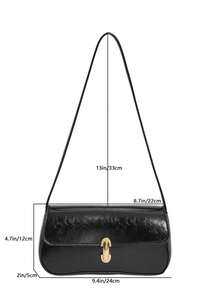 French Retro Clasp Small Square Bag, New Fashionable Personalized INS Underarm Bag, Stylish Shoulder Bag - Black - View 7