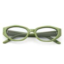 1pc Women Retro Oval Cat Eye Fashion Sunglasses, Y2K Street Style Small Frame Fashionable Glasses For Summer Beach Vacation, Outdoor Travel, Parties, Daily Wear UV Protection - 綠色 - 查看 4