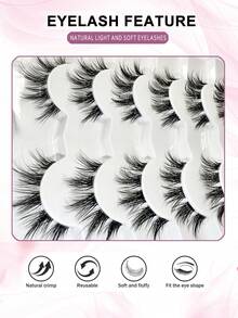 7 Pairs High Quality Soft Natural 8D Fluffy Transparent Band Cluster Eyelashes 10-20mm Wispy Eyelash Extension, D-Curl, Eyelash Extension DIY, Black Segmented False Eyelashes - Black - View 5