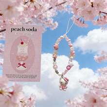 1pc Fashionable And Cute Three-Dimensional Cat Bead Mobile Phone Hanging Chain Ins Short Wristband Hanging Decoration CCD Camera Versatile Hanging Decoration Rope Random Style, New Year's Gift, Valentine's Day Gift, Easter Gift - Multicolor - View 2