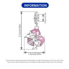 CYMYSS 1pc 925 Silver Plated Romantic Heart Pendant, Inlaid Cubic Zirconia, Openable Design, Pink Bow Decor, Suitable For Valentine's Day/Birthday Gift, Fashion Bracelet Accessory - Multicolor - View 4