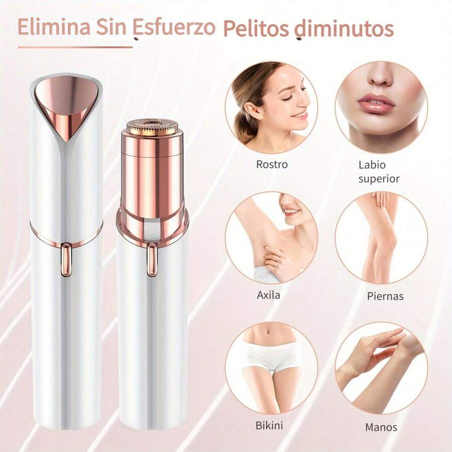 Depiladora Facial Eléctrica para Mujer, Recargable USB, Portátil e Indolora con Cabezal de Repuesto - Blanco - Ver 1