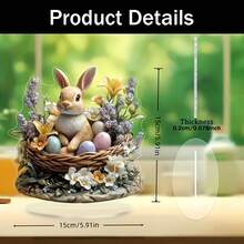 2D Acrylic Easter Bunny Decor, Suitable For Home, Office And Cafe Display, Flat Design For Desktop Placement - A - View 5