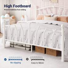 Allewie 14 Inch Twin/Full/Queen/King Size Metal Platform Bed Frame With Heart-Shaped Headboard And Footboard/Iron-Art Mattress Foundation/Under Bed Storage/No Box Spring Needed/Easy Assembly/Noise-Free/White - trắng - Xem 4