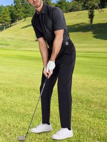 Cotrasen Men's Casual Short-Sleeved Polo Shirt Quick-Drying Breathable Golf Shirt Sports Outdoor T Shirt - màu đen - Xem 4