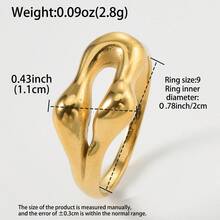 1pc Personalized 18k Gold Plated Fluid Liquid Geometry Ring With Old Money Style For Women Daily Parties Wear - Gold - View 6
