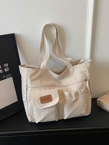 1pc Casual Tote Bag, Japanese Style Minimalist Large Capacity Shoulder Bag, Handbag, Book Bag, Student Bag - Multicolor - View 17