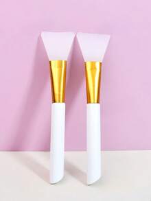2 piezas Aplicador de máscara facial de silicona suave, Cepillo de silicona para máscara, Cepillo mezclador de máscara de barro, Herramientas de maquillaje para salón de belleza, Adecuado para principiantes - Multicolor - Ver 2