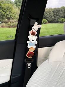 可爱小熊和兔子汽车安全带套，创意汽车安全带肩垫，女士内饰配件 - A - 查看 5