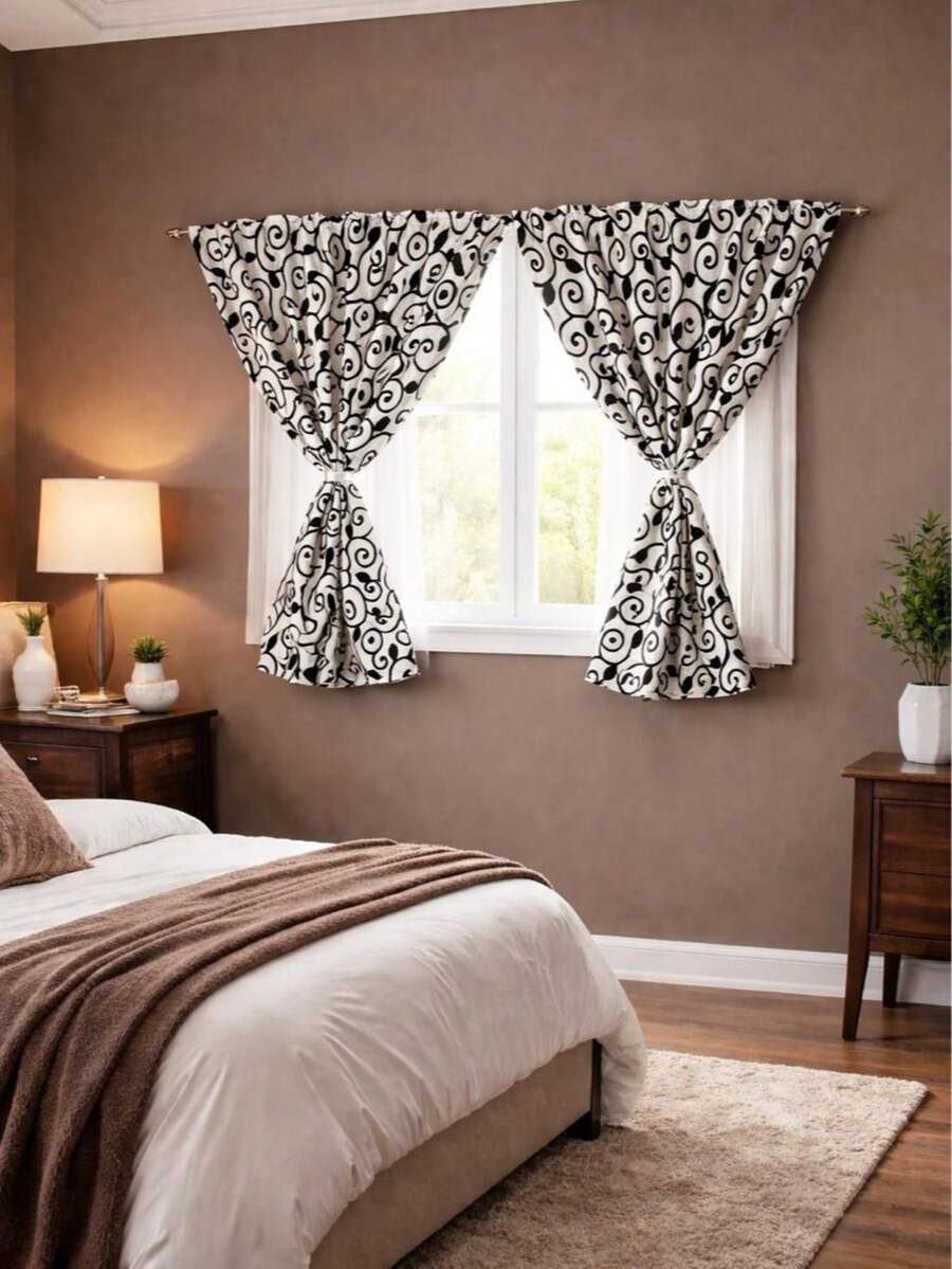 cortinas estampadas chicas de excelente calidad ideales para dar privacidad a recamaras salas cocinas etc tela de grosor medio y permite el acceso de poca luz 2.00 ancho x 1.30 alto - hueso - Ver 1