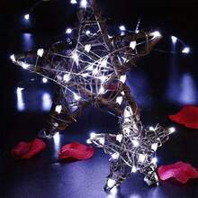 10/20/30 piezas Luces de cadena de alambre de cobre con pilas, longitud de 0.98/1.98/2.98 m, adecuadas para dormitorio, fiesta interior, boda, cumpleaños, manualidades DIY, Día de San Valentín, Pascua, decoración navideña, blanco cálido/blanco/multicolor, baterías no incluidas - Lámpara de alambre de cobre - Ver 9
