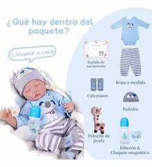 Muñeca de renacimiento de silicona articulada de 55 cm, viene con un juguete de peluche de jirafa. - Multicolor - Ver 2