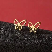 Một đôi bông tai hình bướm rỗng dễ thương bằng thép không gỉ, đơn giản và đa năng, phù hợp cho mọi dịp. Đây là phụ kiện thời trang dành cho phái nữ. Hoàn hảo cho một bữa tiệc bình thường, trang sức cho Giáng sinh hoặc Ngày Valentine. - GED799 - Xem 4