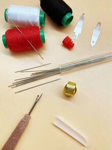 33pcs Multi-Functional Sewing Kit Set, Includes Needles, Seam Ripper, Threads, Great Gift For Mom, Home Sewing, Handcraft Embroidery - Black and White Red Thread Sewing Kit - View 2