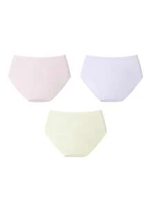 Annil [Đáy quần 100% cotton kháng khuẩn] Bộ 3 quần lót cho bé gái tuổi dậy thì, thân thiện với da. - Sự kết hợp 01 (Vàng non + Tím nhạt + Hồng sứ) - Xem 2