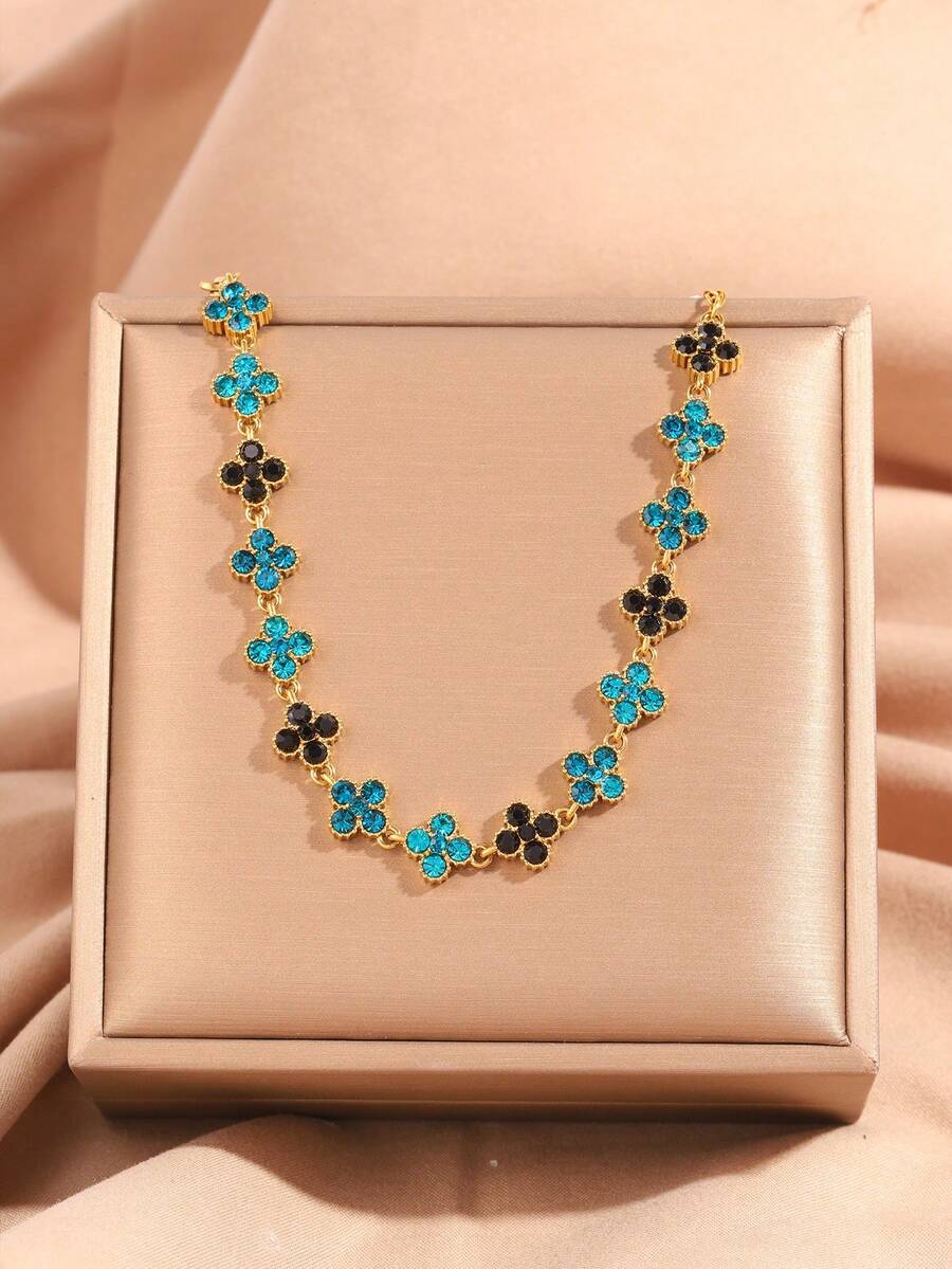 1pc Fashionable Stainless Steel Four-Leaf Flower Bracelet, Suitable For Outfit Matching And As Gift For Friends, Family And Mother - Style 6 - View 1
