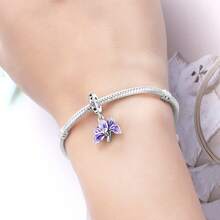 CYMYSS 1pc Elegant 925 Silver Plated Artificial Zirconia Purple Iris Flower Pendant, Women Gift For Valentine's Day/Mother's Day - Multicolor - View 6