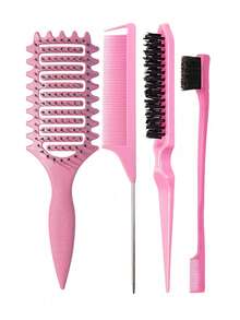 2/4/5/6/11/12件套男女通用美发造型梳套装（新款升级卷发梳、9排尼龙气垫造型梳、蓬松梳、尖尾梳、边缘梳、喷雾瓶、4个鸭嘴夹、美发造型梳套装） - 彩色 - 查看 10