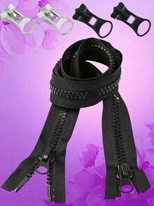 #8 Black Separating Single Pull Zippers, Sturdy Wear-Resistant & Smooth-Glide Zippers For Jackets, Coats, Bags, Backpacks, Wallets, Adult & Kids Clothing, DIY Craft Projects,70-100cm - C-Black - View 7