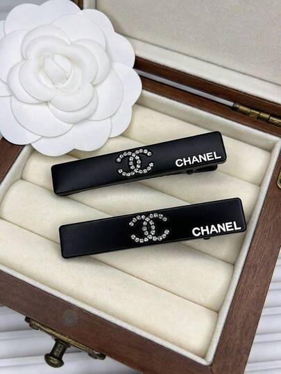 CHANEL ¡Oferta por tiempo limitado! Pinza de pelo de cristal negro mate, accesorio de lujo para el cabello de mujer, adecuado para uso diario, fiestas, bodas, un accesorio de moda imprescindible, un regalo de cumpleaños ideal para ella, accesorio de , ¡consíguela ahora!