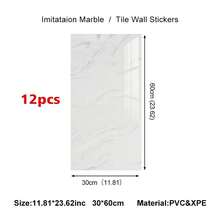 12PCS PVC Marble Tiles Wall Sticker Self-Adhesive Stick Kitchen Bathroom Decor - Pearl White - View 1