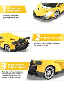 1pc 1:16 Scale Remote Control Racing Car Toy With LED Lights - Battery Powered Plastic RC Car, Suitable For 3-6 Years Old Children, Weather-Resistant, Button Control - High-Speed Drifting Electric Toy Car Set, Can Be Used As Birthday And Holiday Gift With Lights And Controller - Multicolor - View 2