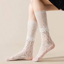 1 Pair Thin Sexy Solid Color Mary Jane Net Mesh Ankle Socks, Sweet Style For Spring/Summer - View 8