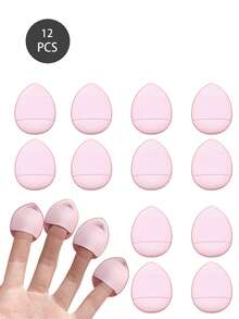 12pcs Finger Powder Puff Makeup, Mini Powder Puff, Soft Powder Puff, Concealer Foundation, Makeup Powder, Mineral Sponge, Wet & Dry Makeup Tools - Multicolor - View 2
